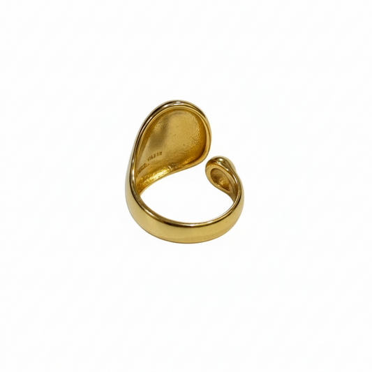 Gold Sculptural Bypass Ring - Liquid Molten Metal Statement Band | SILVROSE