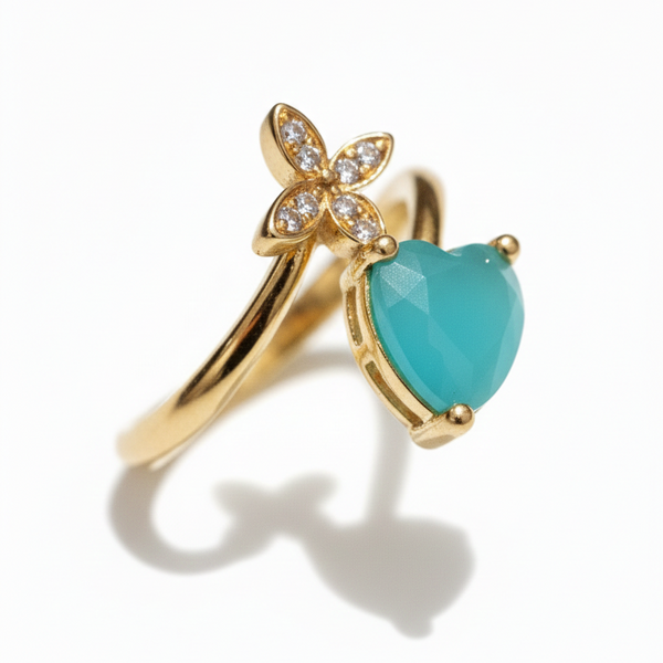 Aqua Heart Butterfly Adjustable Ring for Women – SILVROSE
