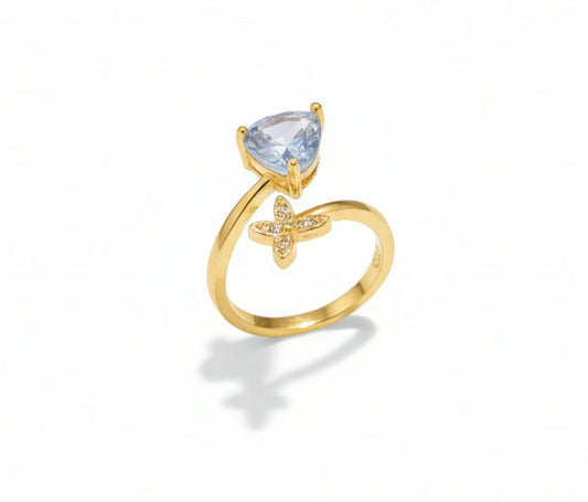 Blue Crystal Butterfly Adjustable Ring for Women – SILVROSE