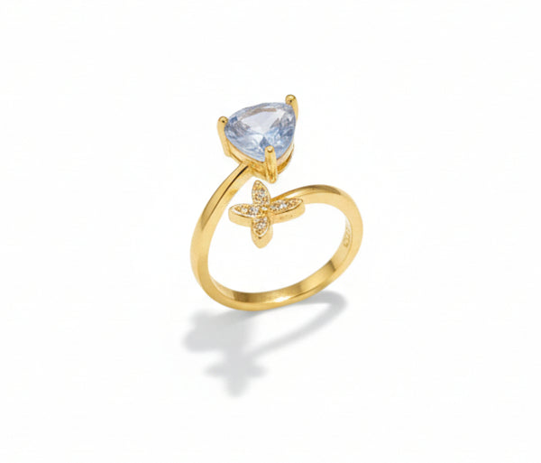 Blue Crystal Butterfly Adjustable Ring for Women – SILVROSE