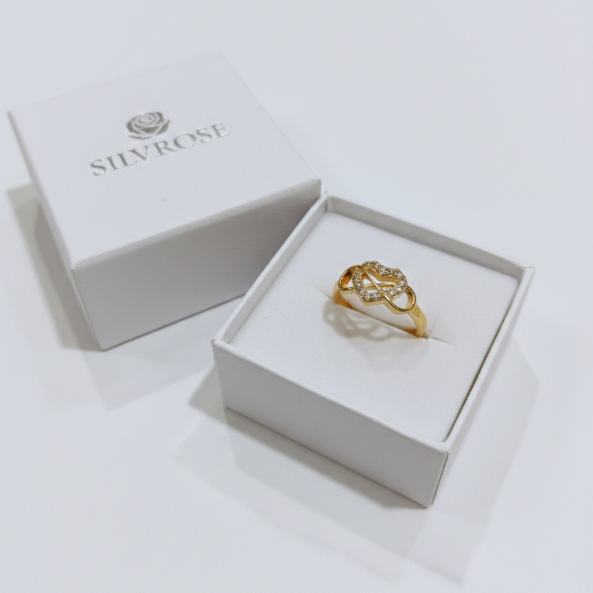 Gold Geometric Triple Band Ring - Vertical Pavé Statement Bar | SILVROSE