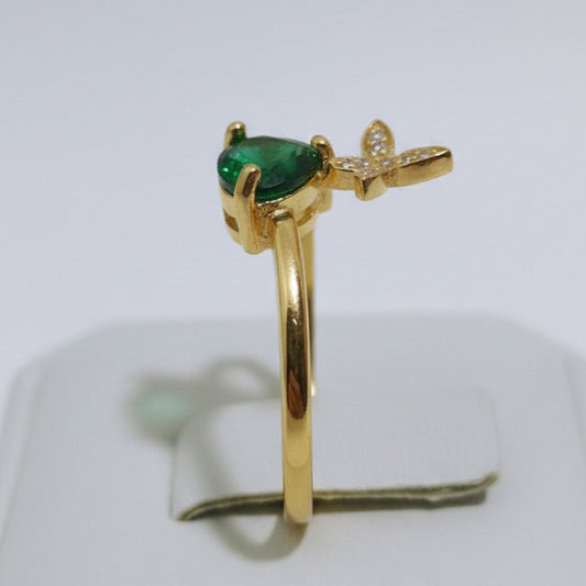 Emerald Green Butterfly Ring for Women – Adjustable Gold Ring | SILVROSE