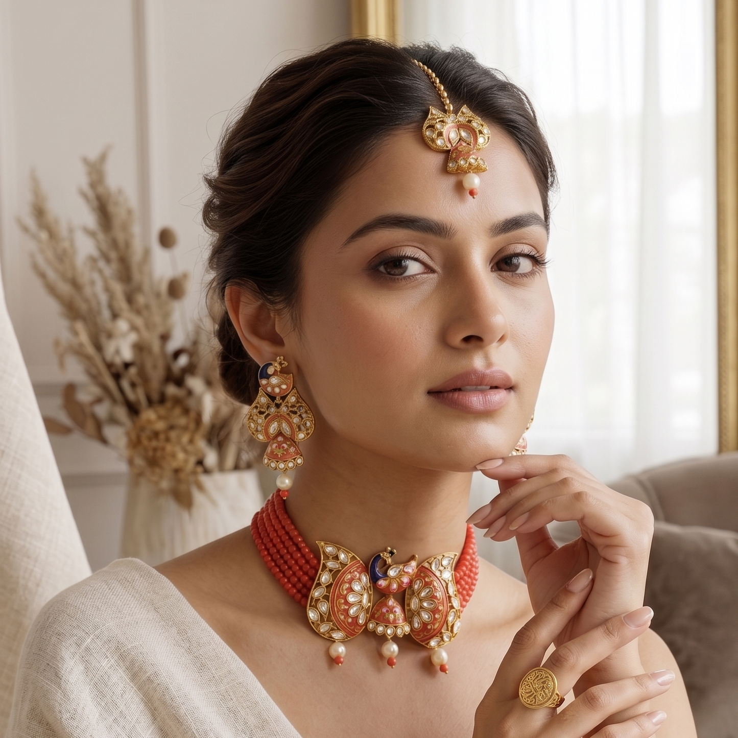 Peacock Reign Handcrafted Meenakari Choker Necklace Set