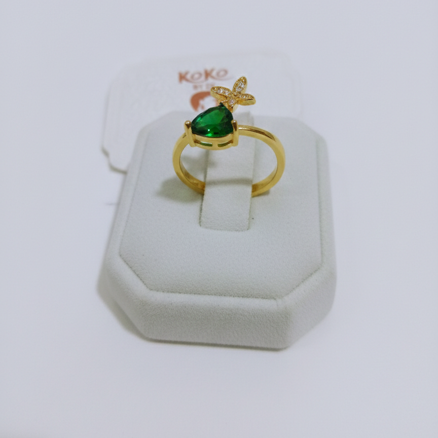 Emerald Green Butterfly Ring for Women – Adjustable Gold Ring | SILVROSE
