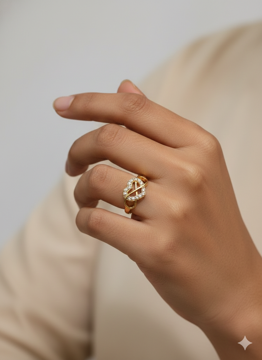 Gold Geometric Triple Band Ring - Vertical Pavé Statement Bar | SILVROSE