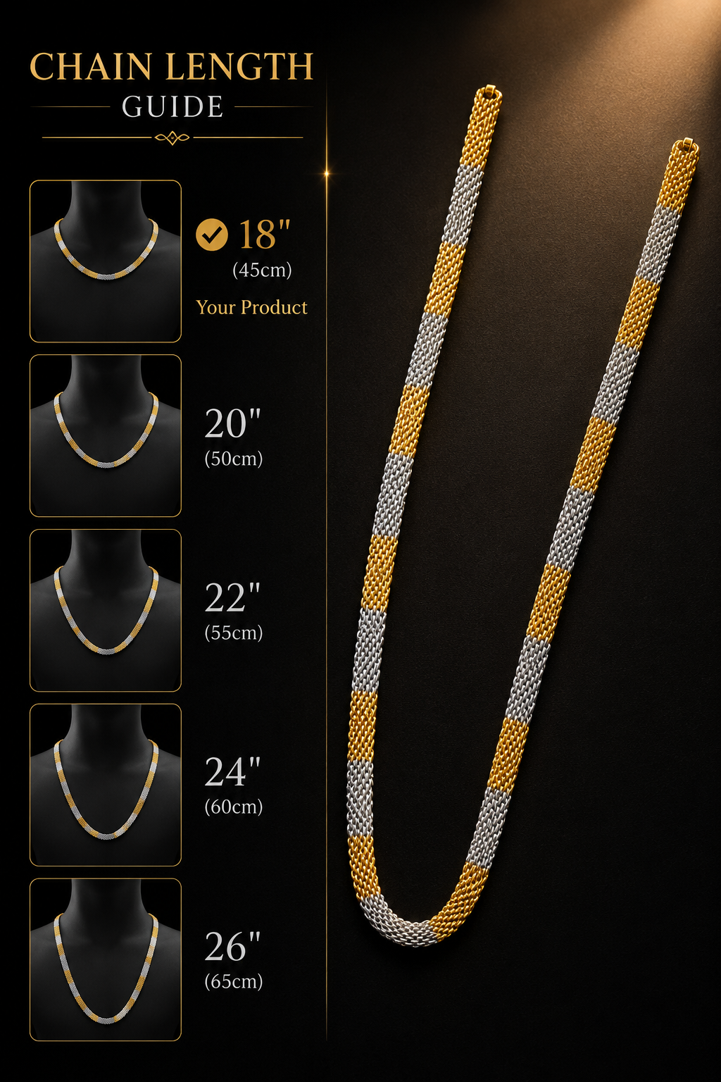 SILVROSE Men's Gold & Silver Chain | Luxury Everyday Fashion Jewellery