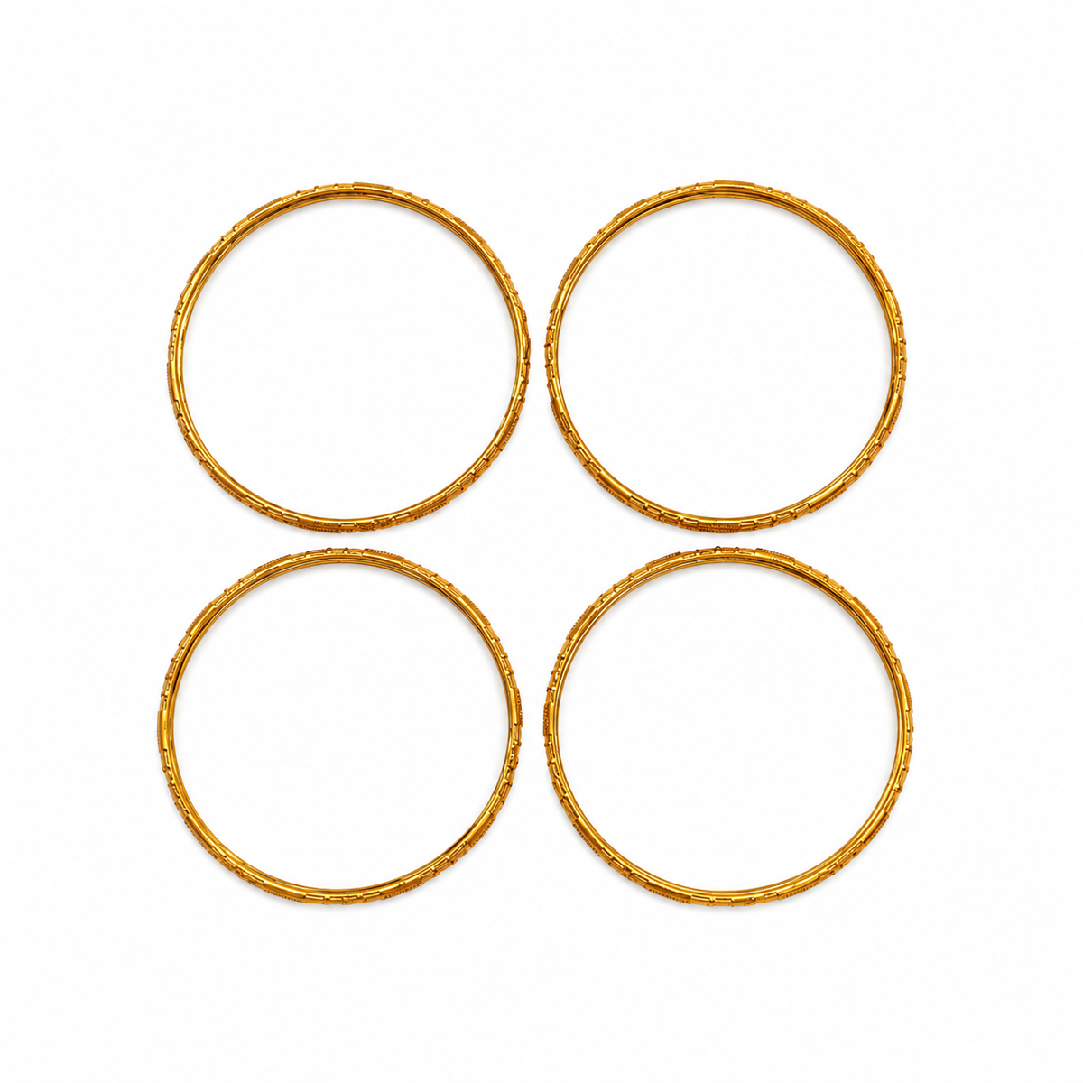 SILVROSE Gold-Tone Textured Bangles Set of 4