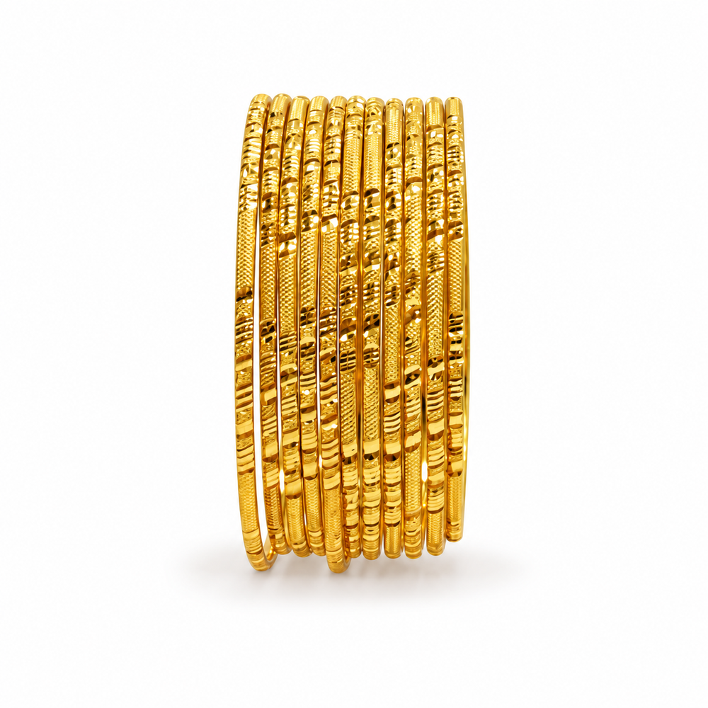 SILVROSE Gold-Plated Brass Bangles Set of 24