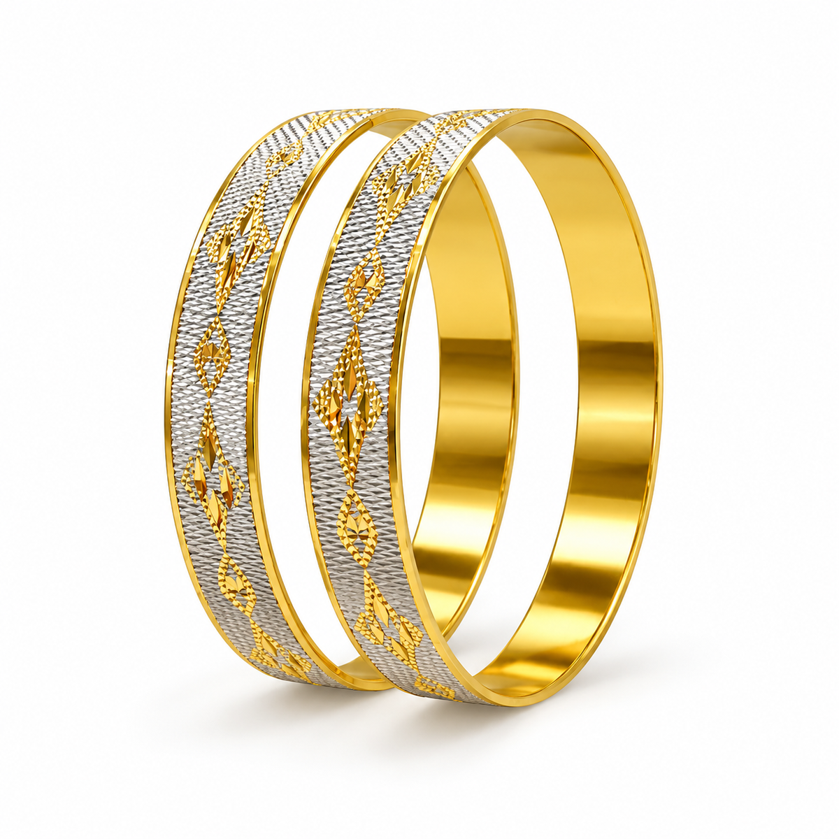 SILVROSE Dual-Tone Gold-Plated Brass Bangles Pair