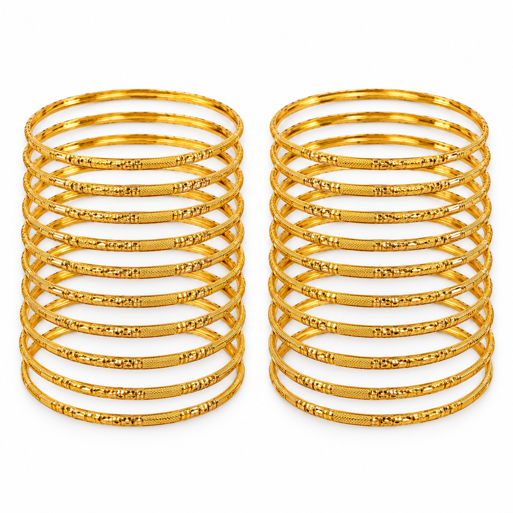 SILVROSE Gold-Plated Brass Bangles Set of 24