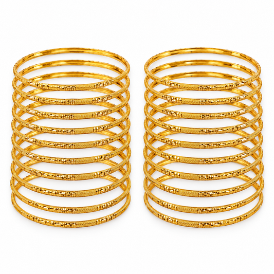 SILVROSE Gold-Plated Brass Bangles Set of 24