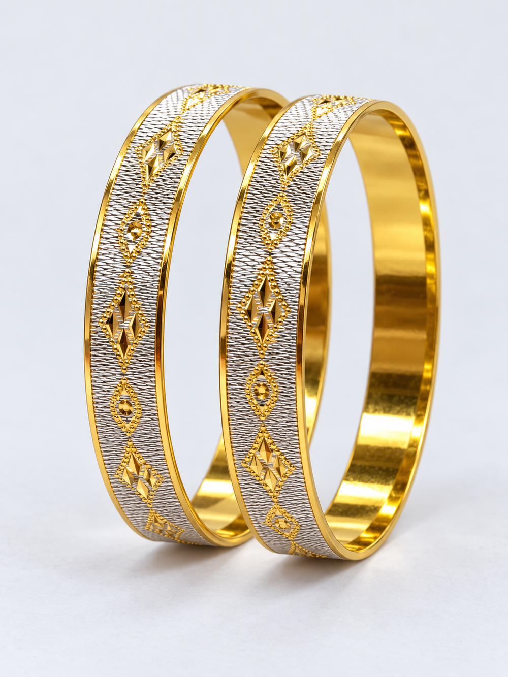 SILVROSE Dual-Tone Gold-Plated Brass Bangles Pair