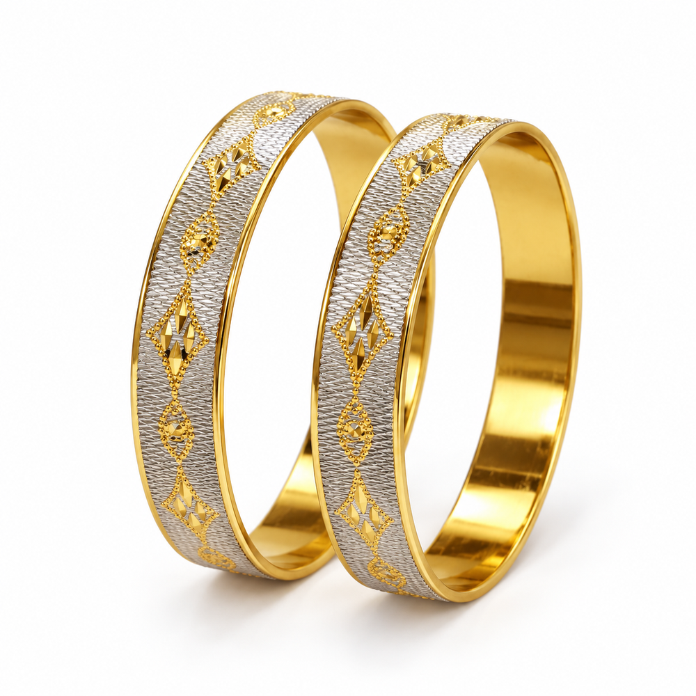 SILVROSE Dual-Tone Gold-Plated Brass Bangles Pair