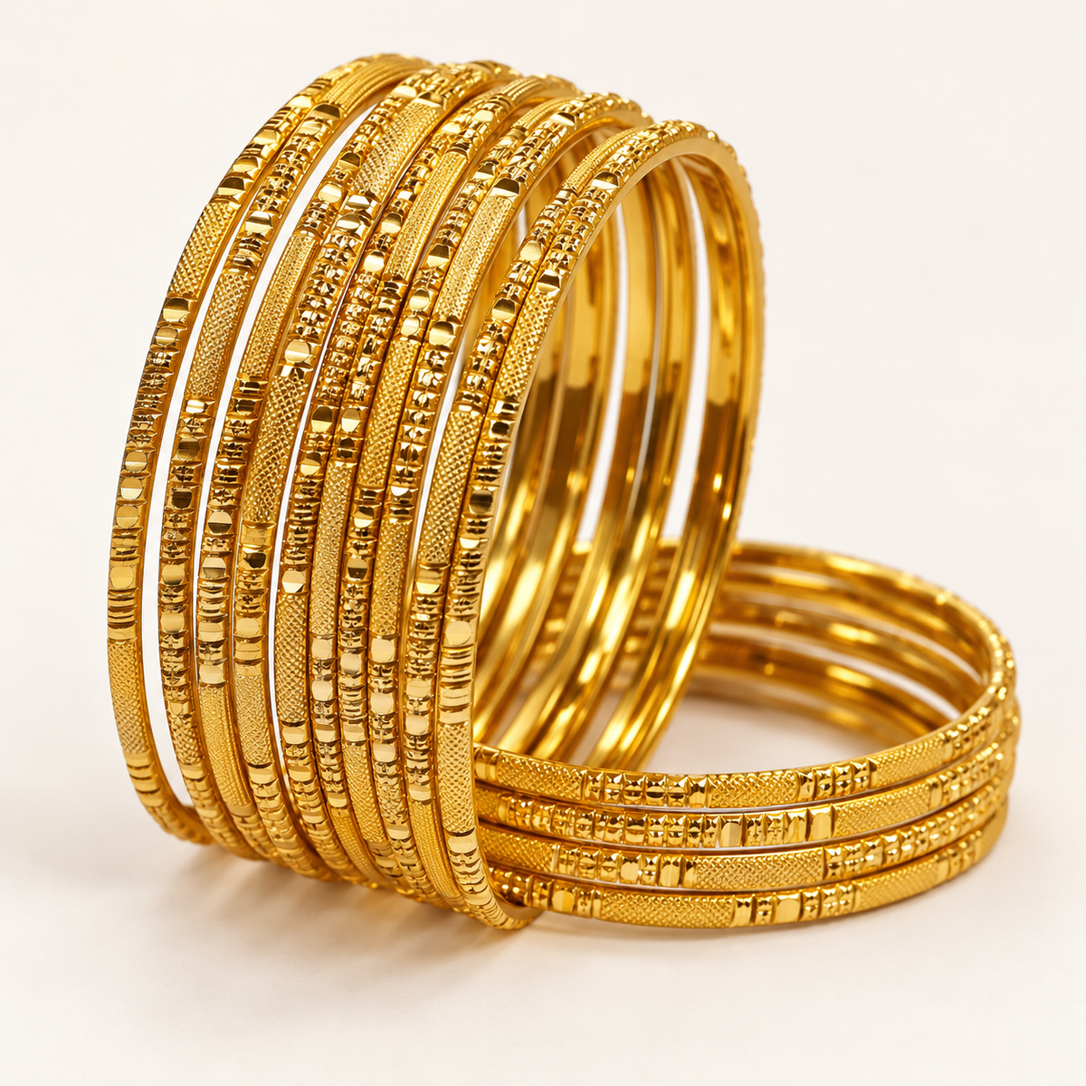 SILVROSE Gold-Plated Brass Bangles Set of 24