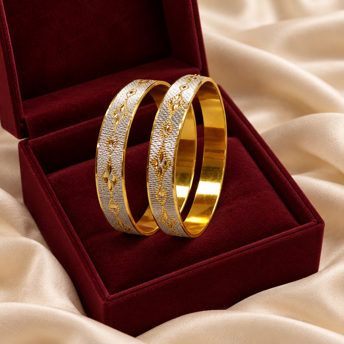 SILVROSE Dual-Tone Gold-Plated Brass Bangles Pair