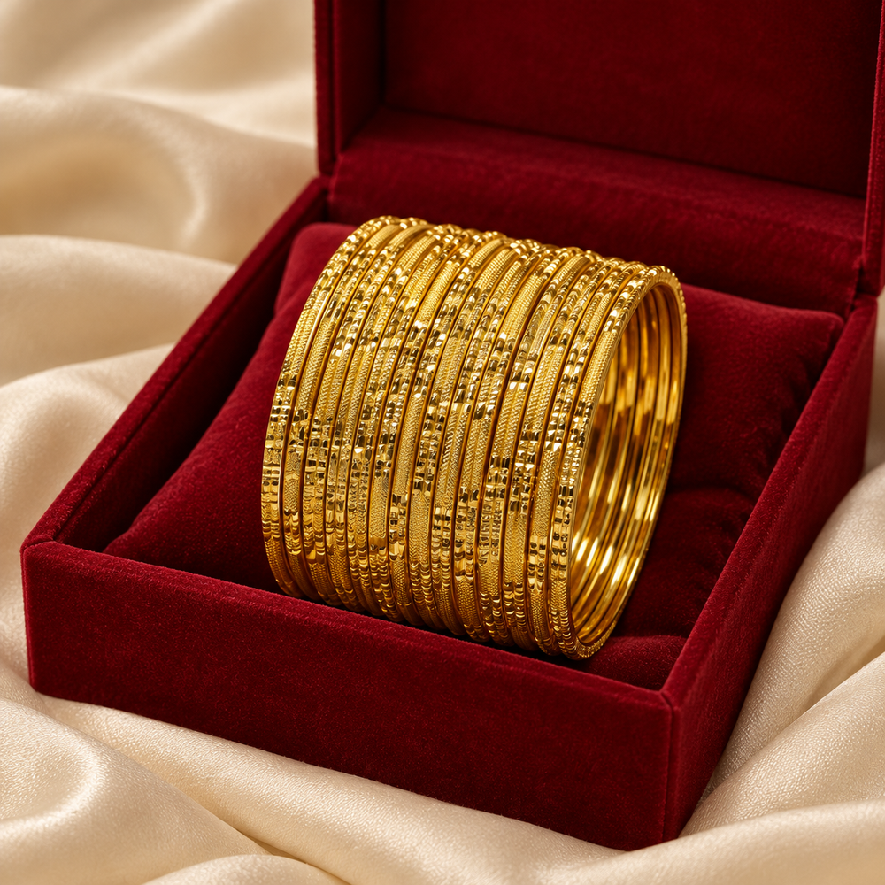 SILVROSE Gold-Plated Brass Bangles Set of 24