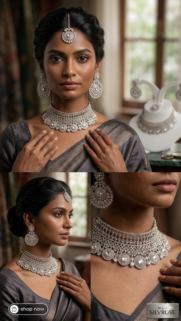 Royal Kundan-Style Bridal Choker Necklace Set with Maang Tikka