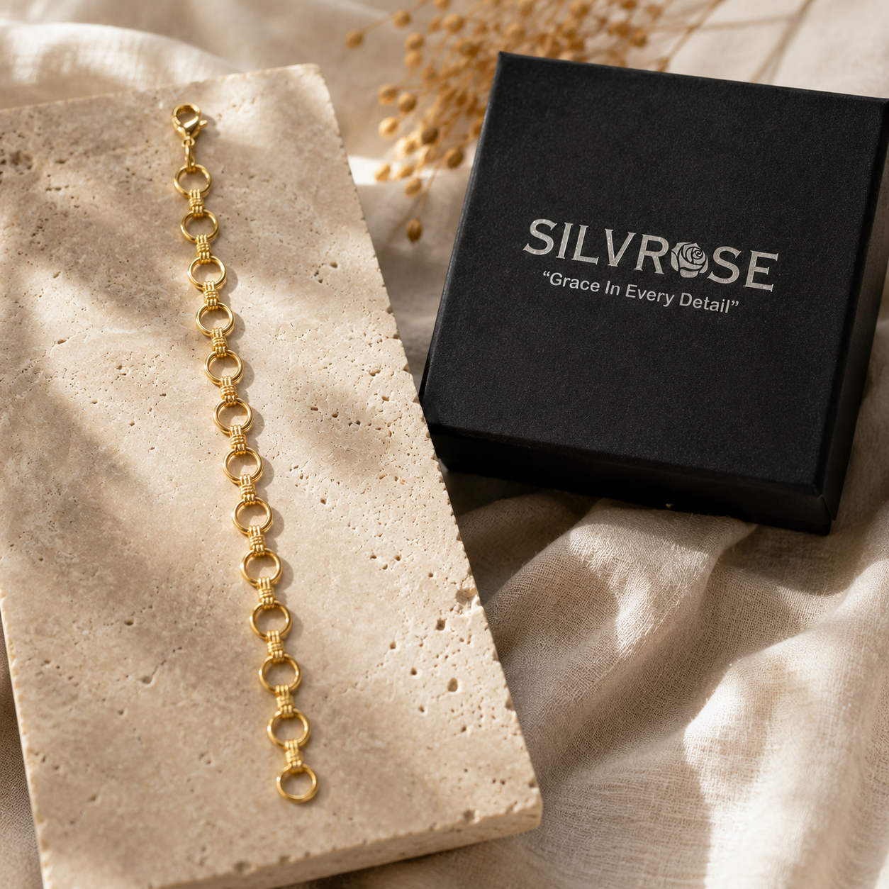 Unisex Gold Link Chain Bracelet | SILVROSE Jewelry