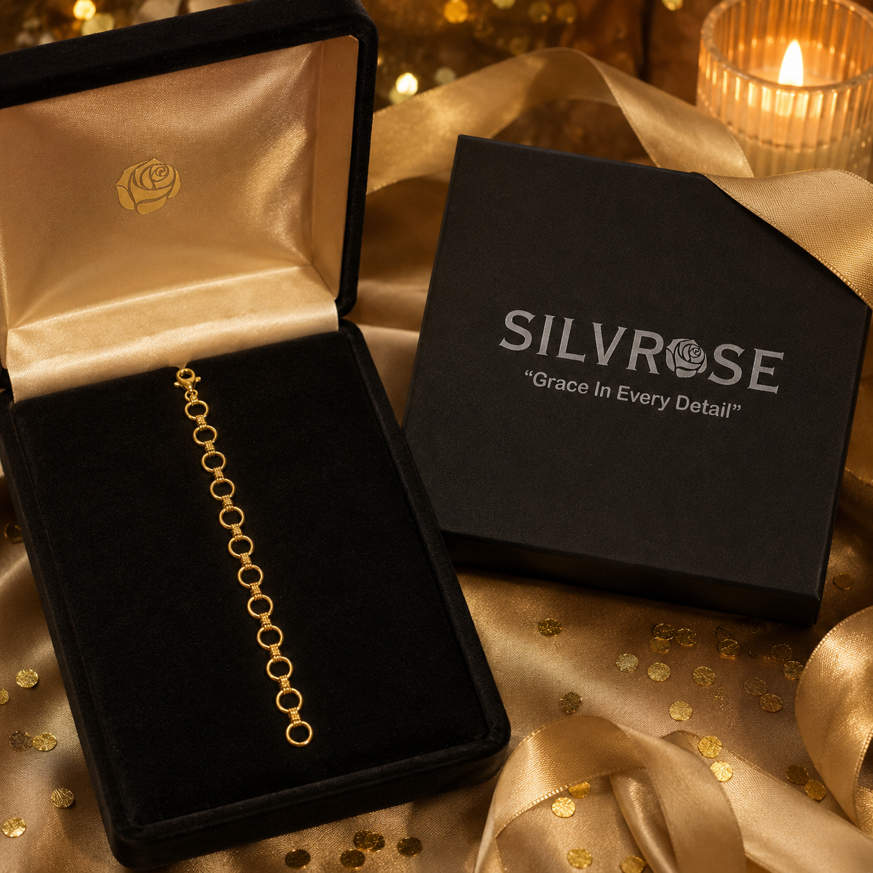 Unisex Gold Link Chain Bracelet | SILVROSE Jewelry