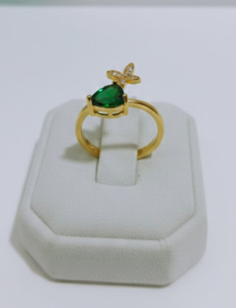 Emerald Green Butterfly Ring for Women – Adjustable Gold Ring | SILVROSE
