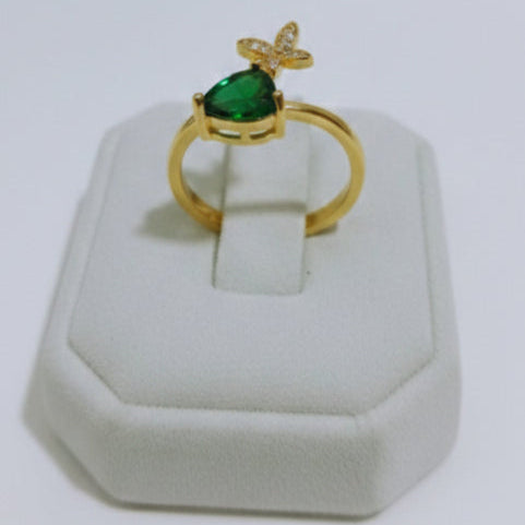 Emerald Green Butterfly Ring for Women – Adjustable Gold Ring | SILVROSE