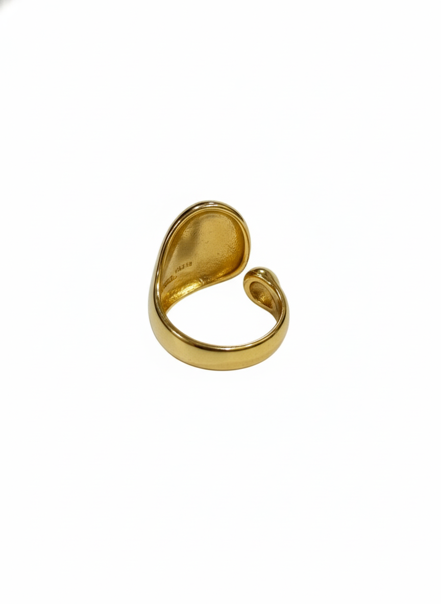 Gold Sculptural Bypass Ring - Liquid Molten Metal Statement Band | SILVROSE