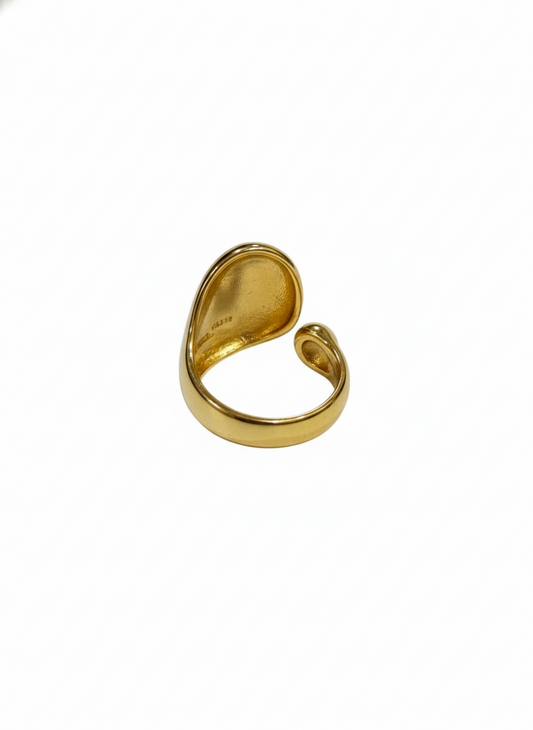 Gold Sculptural Bypass Ring - Liquid Molten Metal Statement Band | SILVROSE