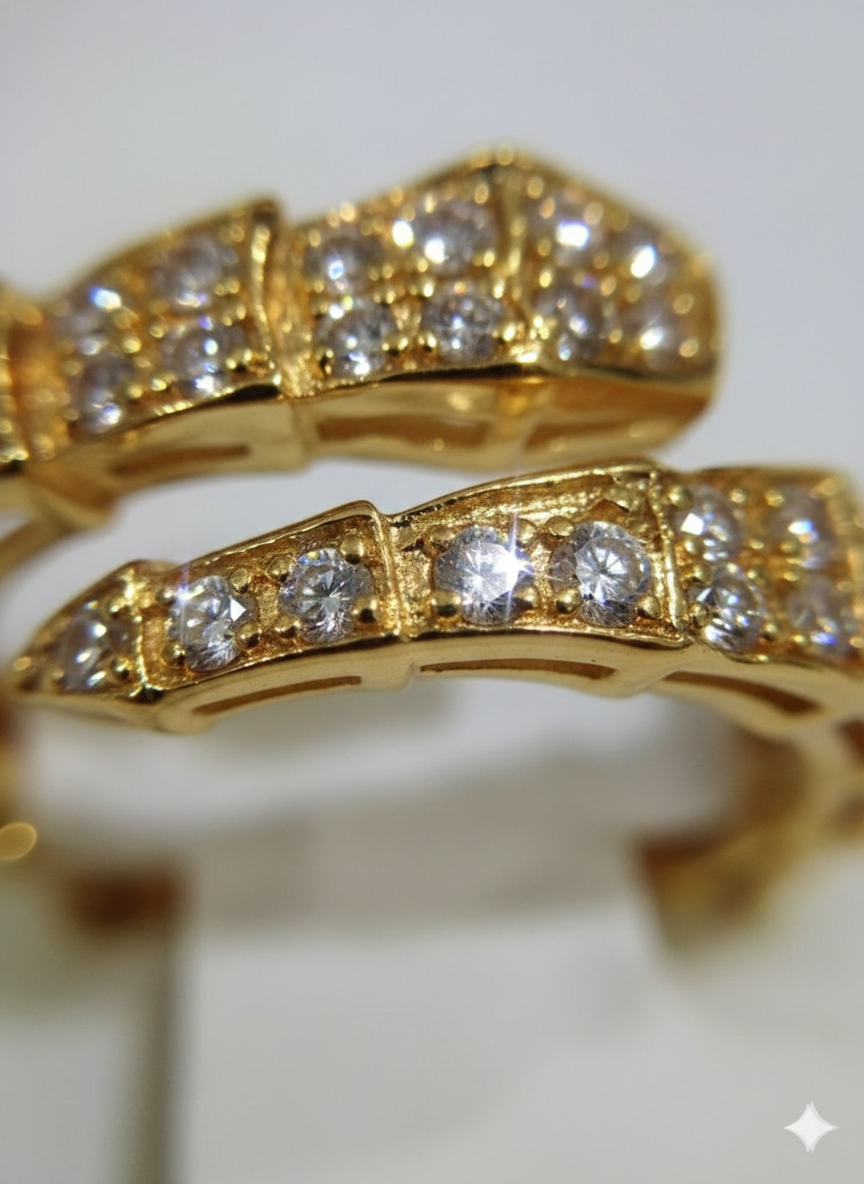 Gold Double Band Green Stone Ring - Emerald Cut Geometric Band | SILVROSE
