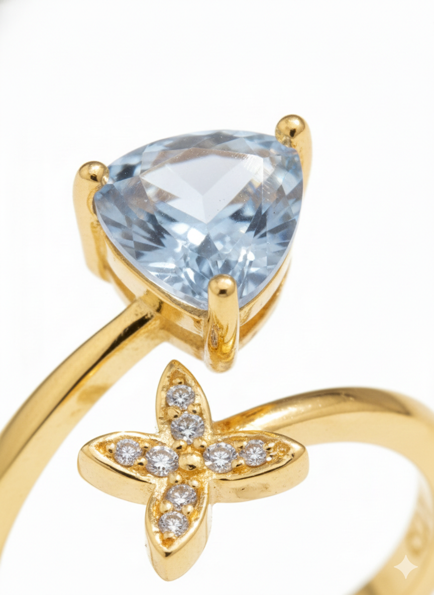 Blue Crystal Butterfly Adjustable Ring for Women – SILVROSE