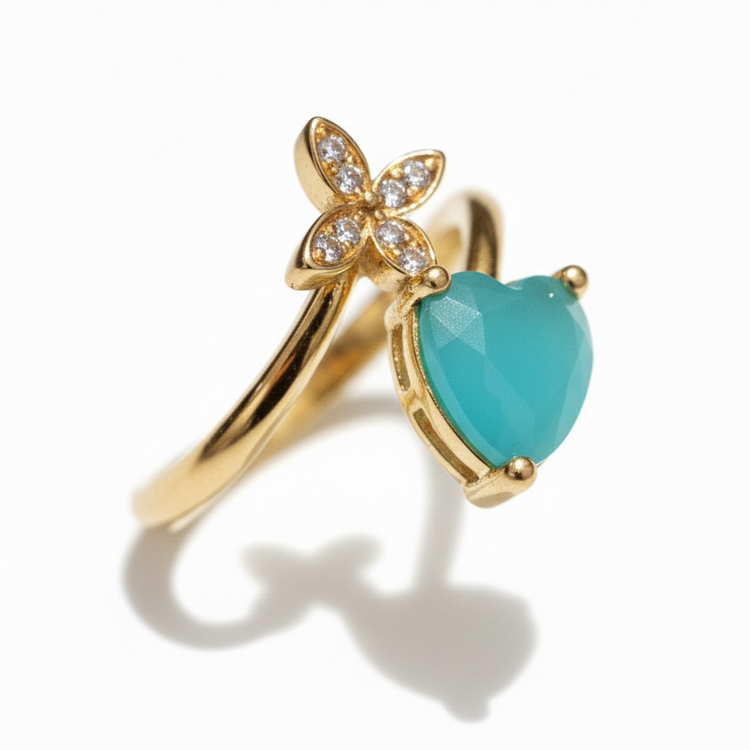 Aqua Heart Butterfly Adjustable Ring for Women – SILVROSE