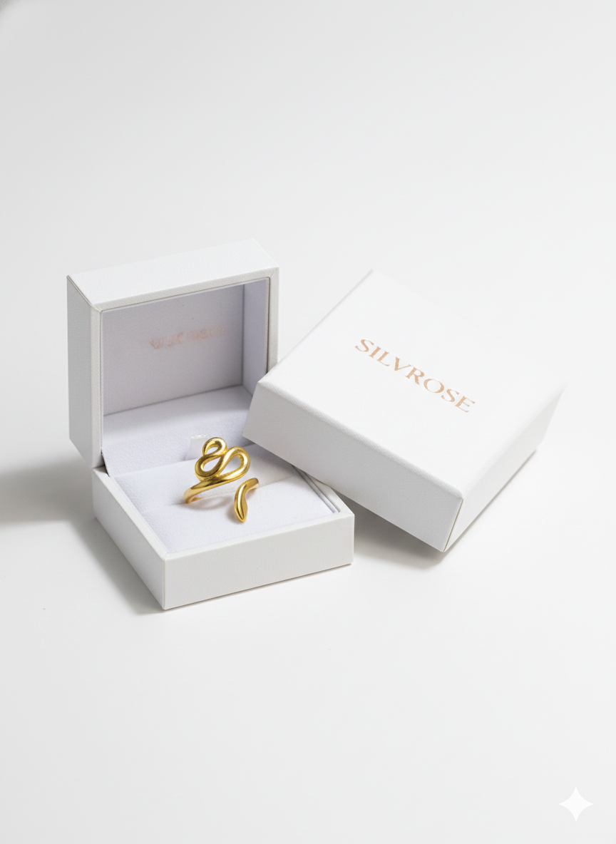 Gold Molten Drip Statement Ring - Crystal Cascade Band | SILVROSE