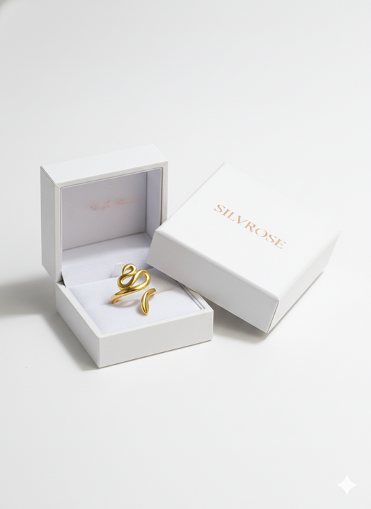 Gold Molten Drip Statement Ring - Crystal Cascade Band | SILVROSE