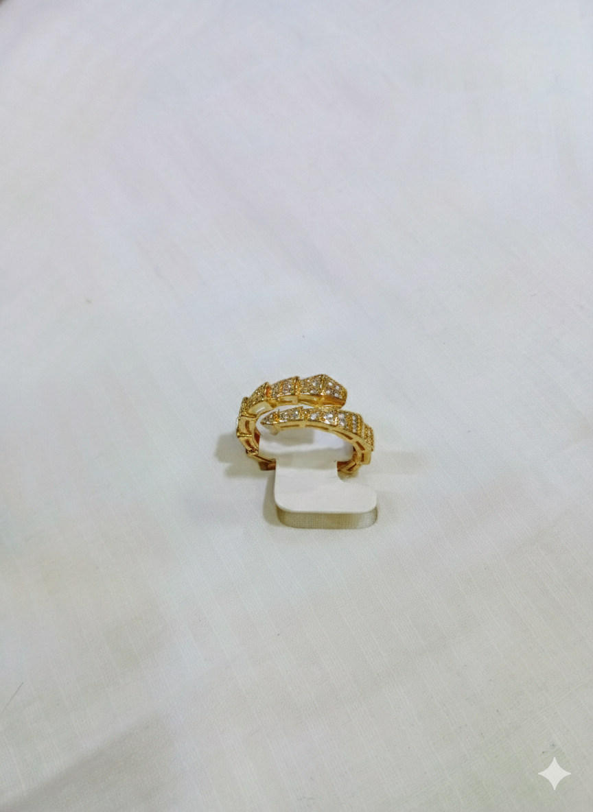 Gold Double Band Green Stone Ring - Emerald Cut Geometric Band | SILVROSE