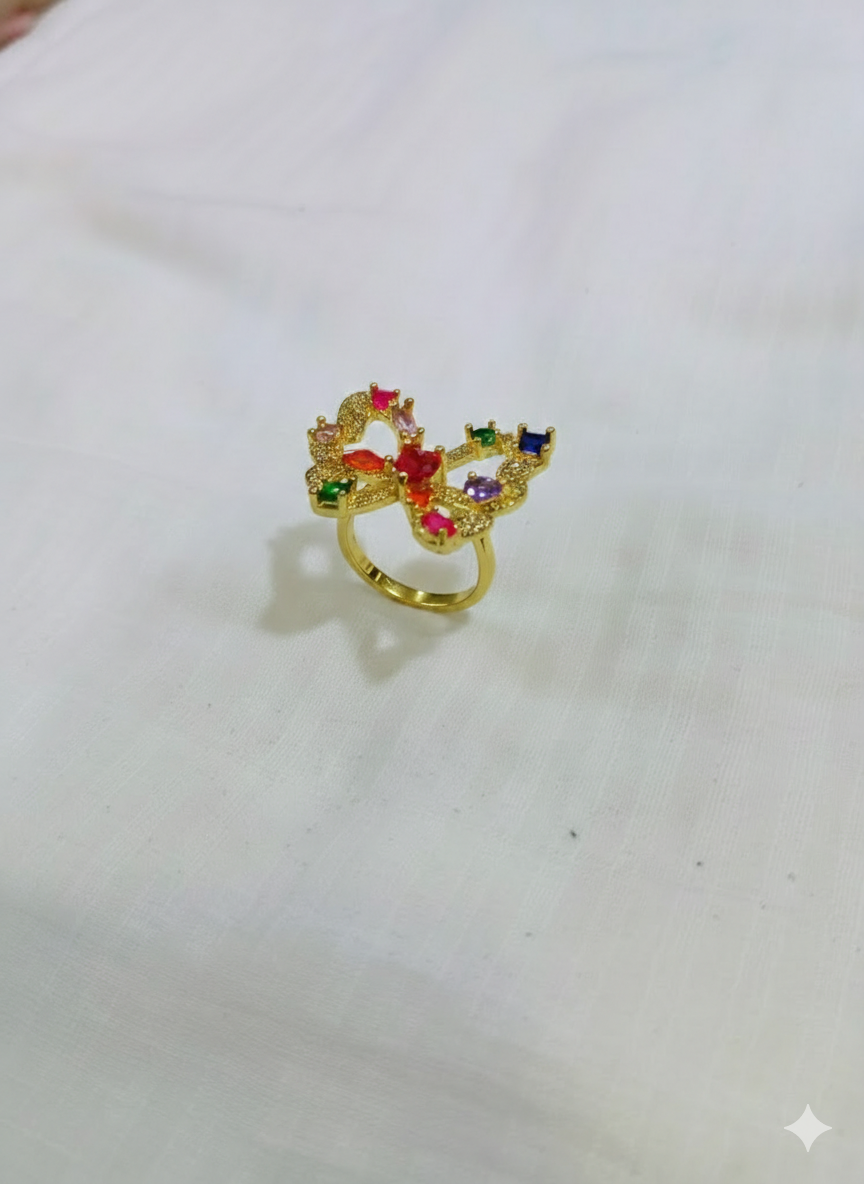 Iris Multicolor Gemstone Butterfly Ring | Rainbow Crystal Cocktail Ring – SILVROSE