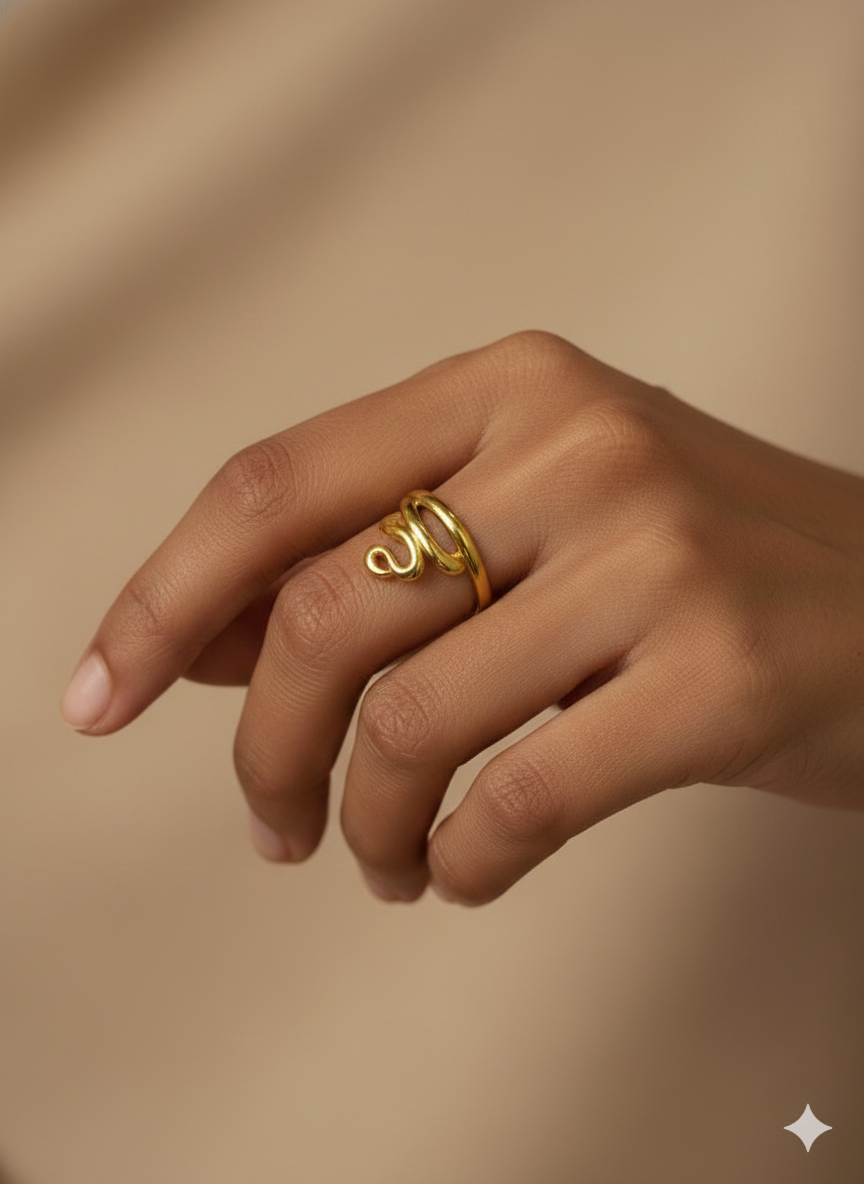 Gold Molten Drip Statement Ring - Crystal Cascade Band | SILVROSE