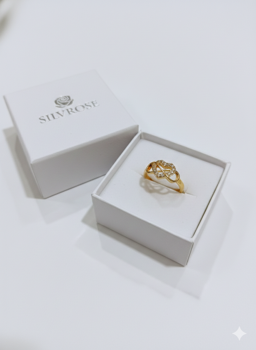 Gold Geometric Triple Band Ring - Vertical Pavé Statement Bar | SILVROSE