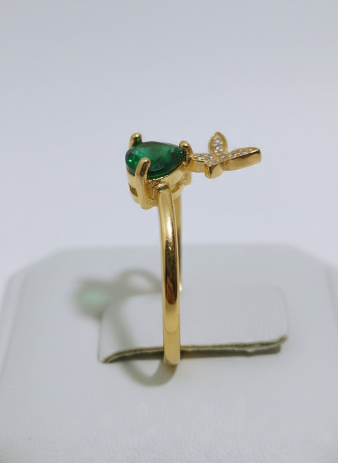 Emerald Green Butterfly Ring for Women – Adjustable Gold Ring | SILVROSE