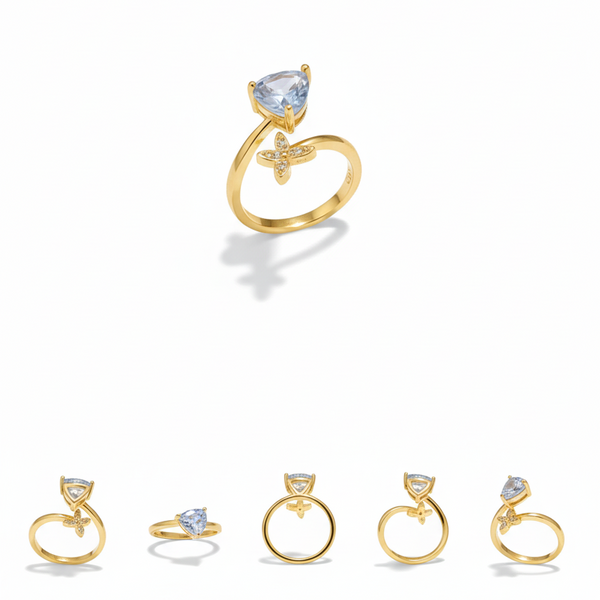 Blue Crystal Butterfly Adjustable Ring for Women – SILVROSE
