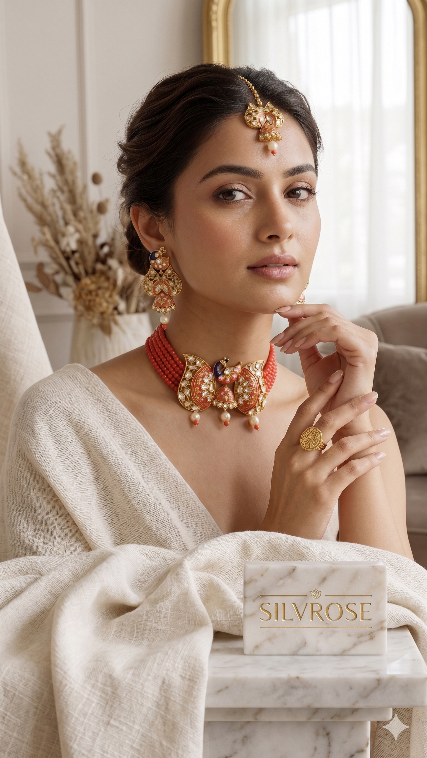 Peacock Reign Handcrafted Meenakari Choker Necklace Set