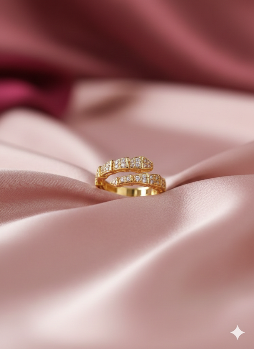 Gold Double Band Green Stone Ring - Emerald Cut Geometric Band | SILVROSE