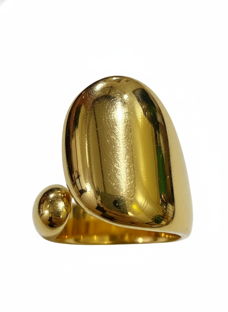 Gold Sculptural Bypass Ring - Liquid Molten Metal Statement Band | SILVROSE