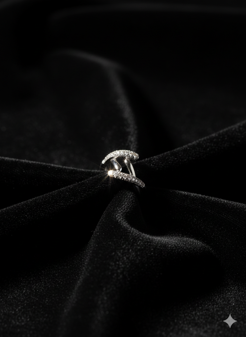 Silver Pavé Interlocking Wrap Ring - Architectural Statement Band | SILVROSE
