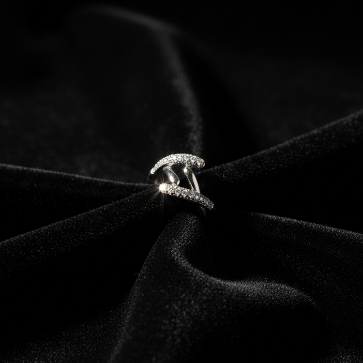 Silver Pavé Interlocking Wrap Ring - Architectural Statement Band | SILVROSE