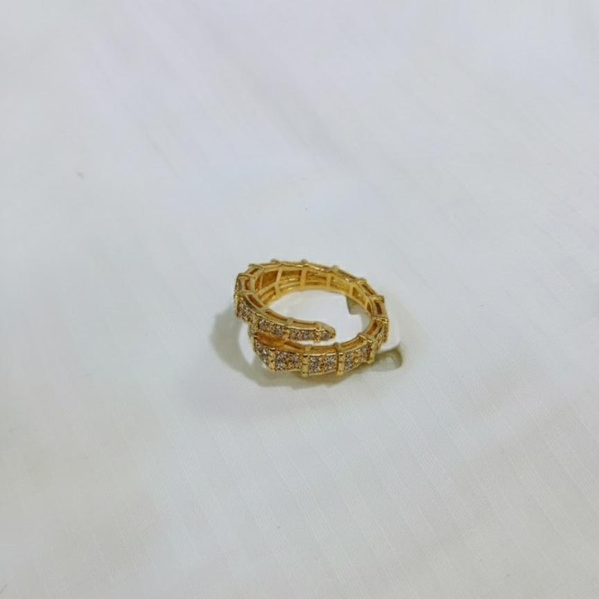 Gold Double Band Green Stone Ring - Emerald Cut Geometric Band | SILVROSE