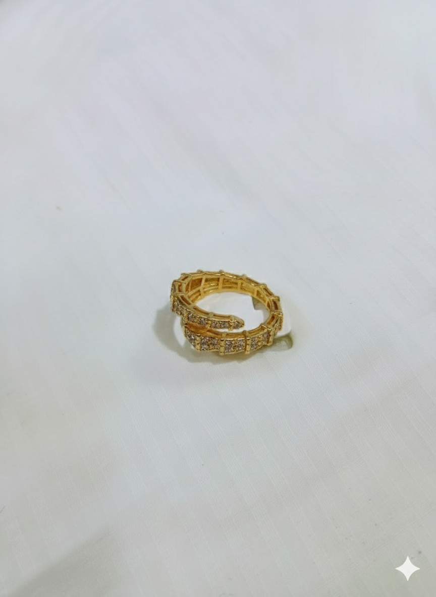 Gold Double Band Green Stone Ring - Emerald Cut Geometric Band | SILVROSE