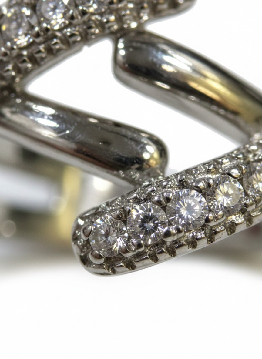 Silver Pavé Interlocking Wrap Ring - Architectural Statement Band | SILVROSE