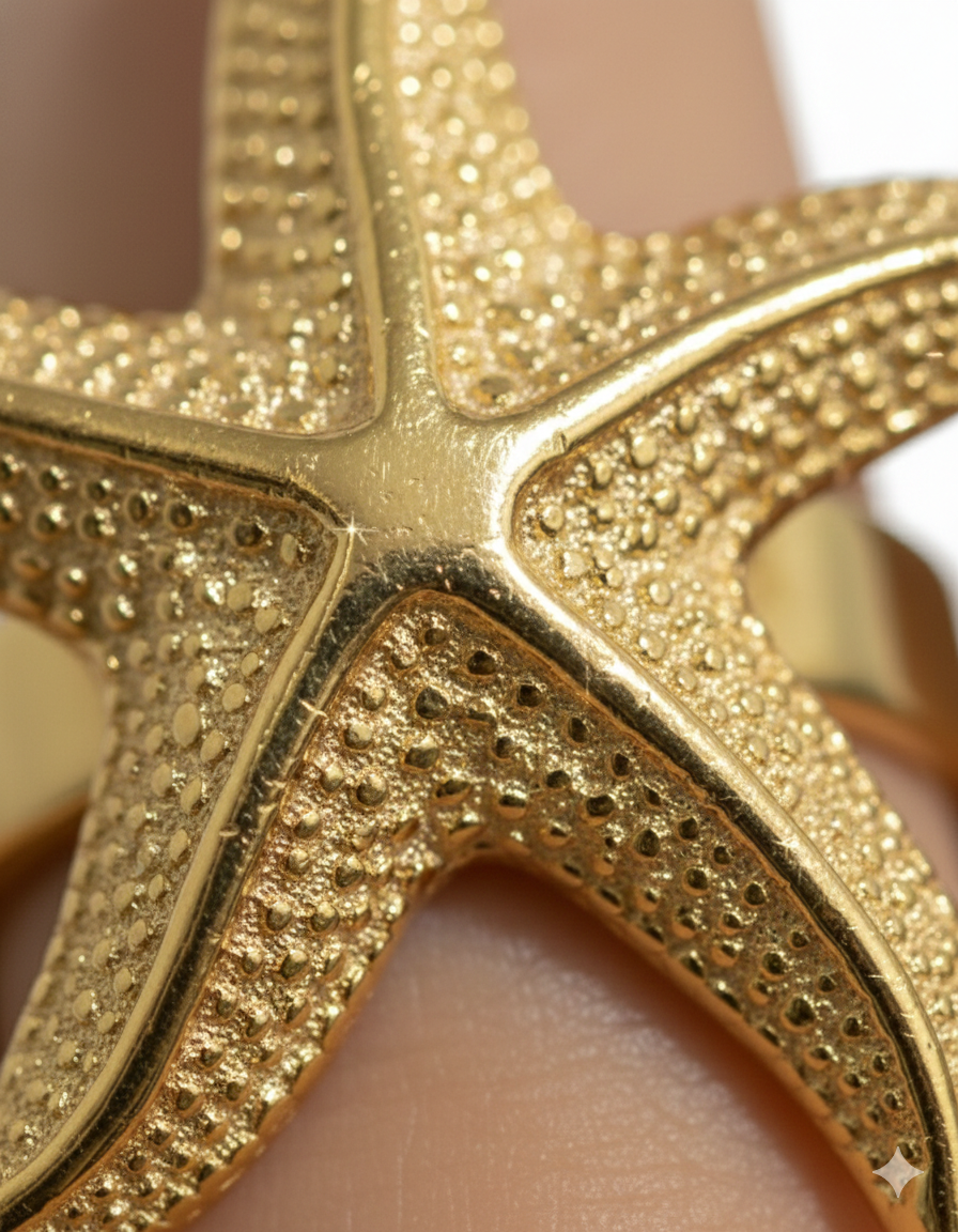 Gold Starfish Statement Ring - Textured Ocean Inspired Jewelry | SILVROSE