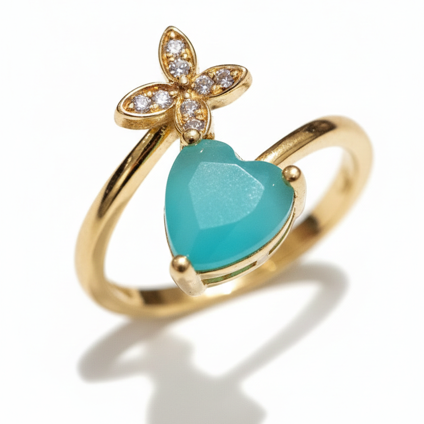 Aqua Heart Butterfly Adjustable Ring for Women – SILVROSE