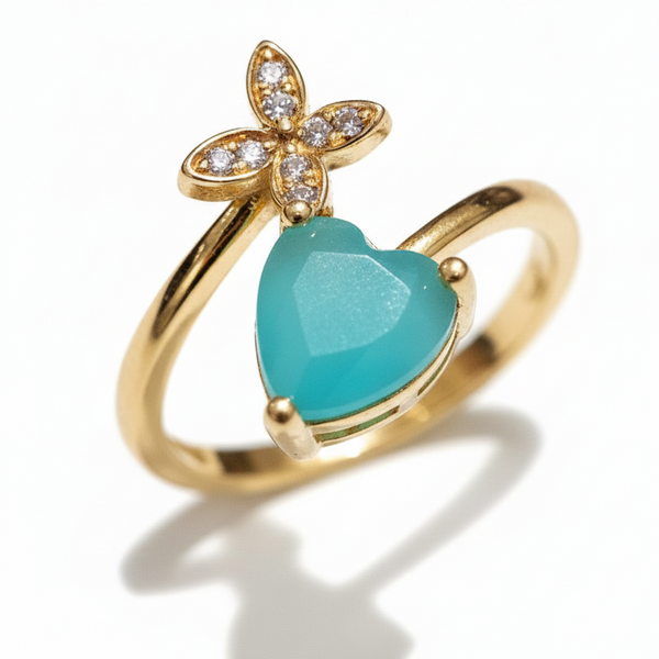 Aqua Heart Butterfly Adjustable Ring for Women – SILVROSE