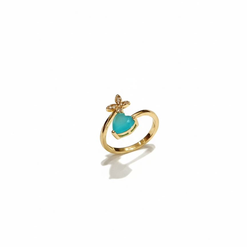 Aqua Heart Butterfly Adjustable Ring for Women – SILVROSE